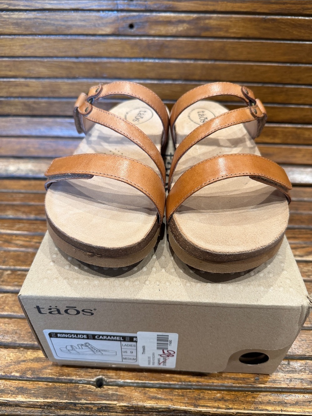 Taos Tan Leather Double-Strap Comfort Sandals - Picture 1 of 4